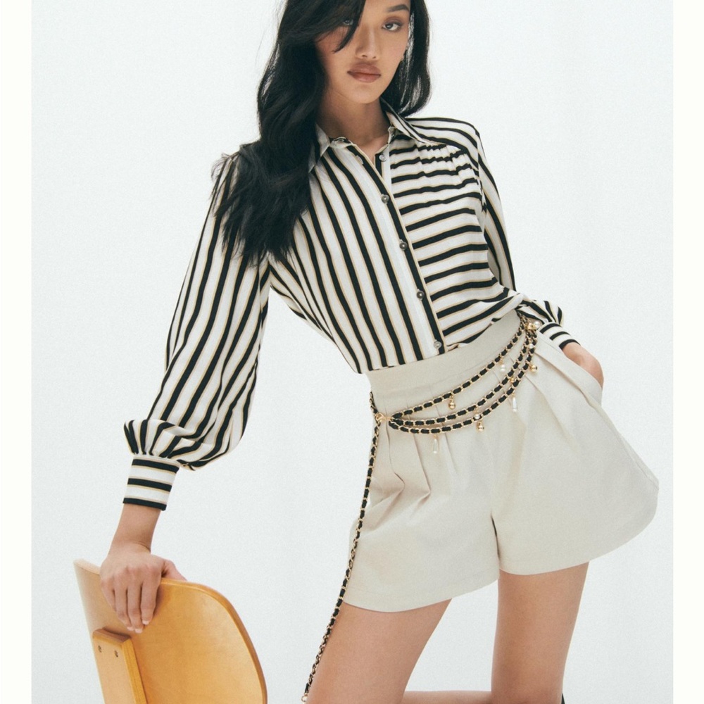 Anthropologie Maeve Silky Striped Button Down